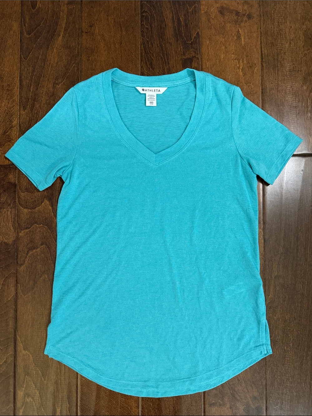 Athleta Bright Teal Scoop V-Neck Short Sleeve Tee